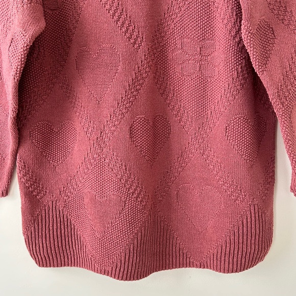 Vintage 100% Cotton Flower & Heart Pink Sweater - Picture 15 of 16